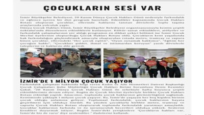 İzmir Büyükşehir Belediyesi’nin aylık elektronik bülteni "Hep Birlikte İzmir"in kasım