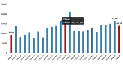 Türkiye genelinde Kasım ayında 141 bin 100 konut satıldı