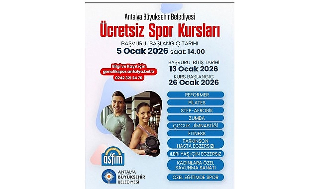 Antalya Büyükşehir Belediyesi'nin ücretsiz spor imkanı sunduğu Antalya Spor ve