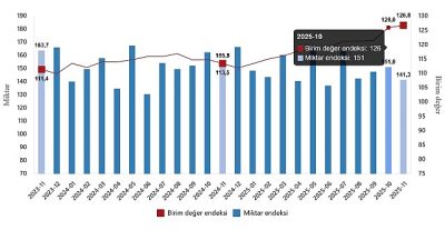 İhracat birim değer endeksi %11,7 arttı