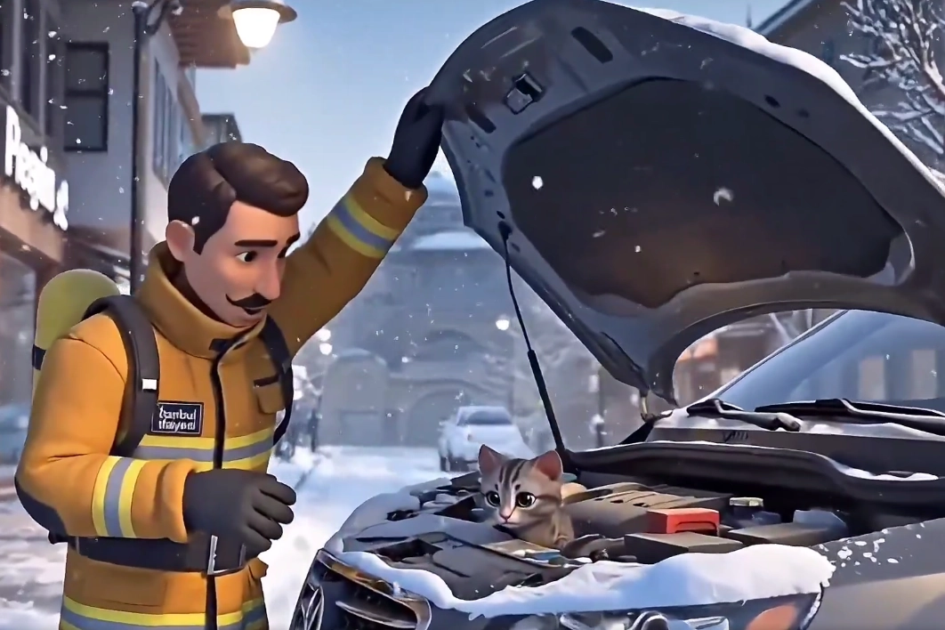 İstanbul İtfaiyesi, kış aylarında araç motorlarına sığınabilen kedi ve küçük