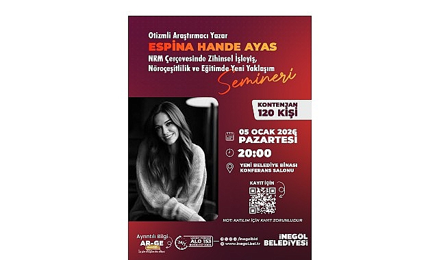 İnegöl Belediyesi organizasyonuyla Otizmli araştırmacı yazar Espina Hande Ayas’ın konuşmacı