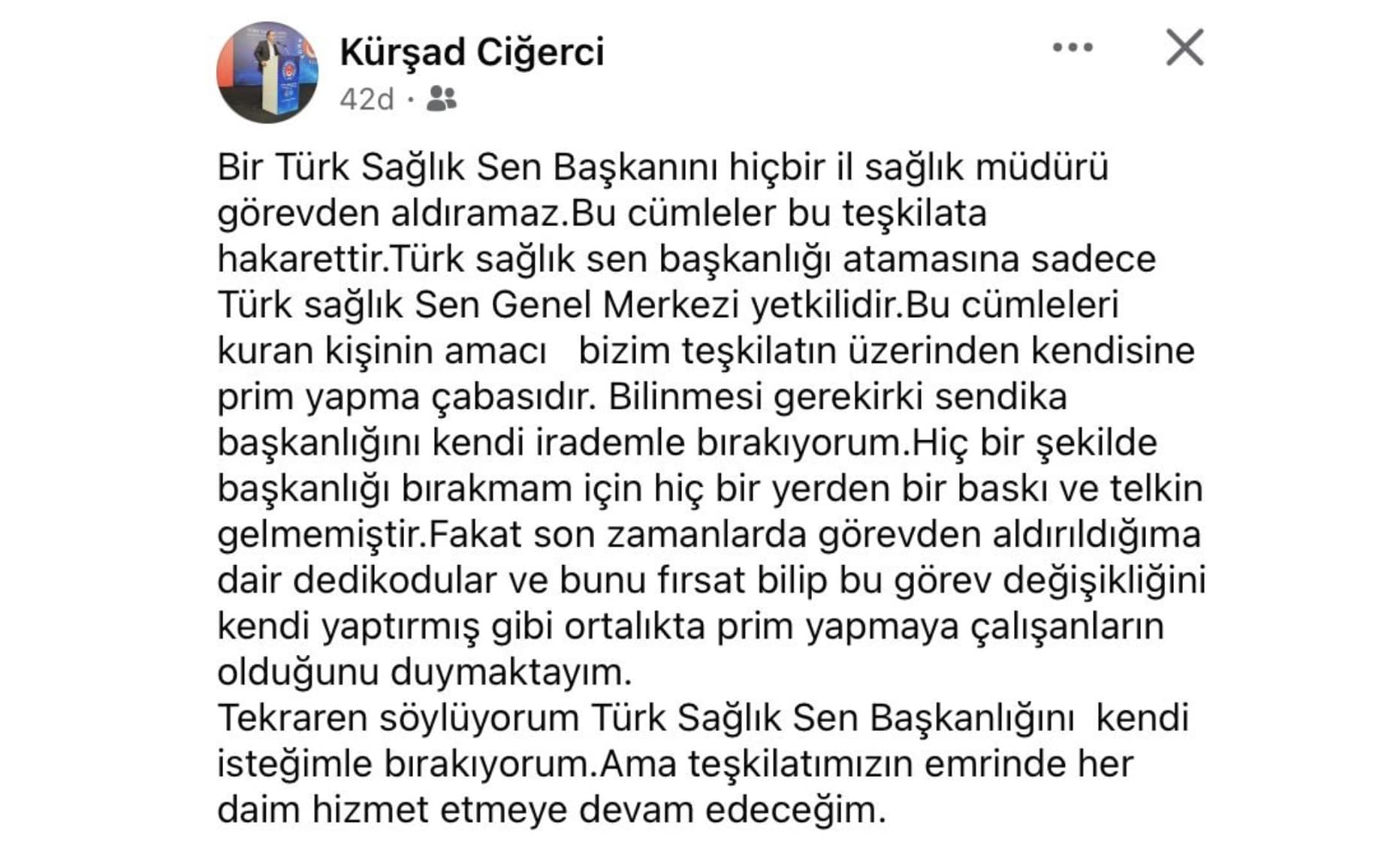 Türk Sağlık Sen Gümüşhane’de İstifa Krizi! Türk Sağlık Sen Gümüşhane Şube