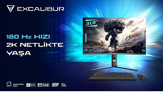 Yeni Excalibur monitör, modern ve kullanıcı odaklı tasarımıyla öne çıkıyor.
