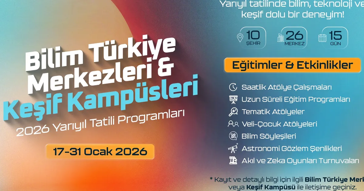 Bilim ve teknolojiye ilgi duyan çocuklar ile gençler, 2026 yarıyıl