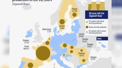 Avrupa Birliği’nde nükleer enerji, 2024 yılında elektrik üretiminde yeniden yükselişe