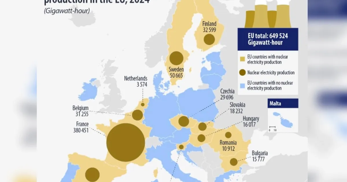Avrupa Birliği’nde nükleer enerji, 2024 yılında elektrik üretiminde yeniden yükselişe