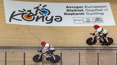 Konya Olimpik Velodromu’nda düzenlenen 2026 UEC Avrupa Pist Bisikleti Şampiyonası’nın