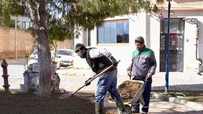 Burhaniye Belediyesi Park ve Bahçeler Müdürlüğü ekipleri, baharın gelmesiyle birlikte