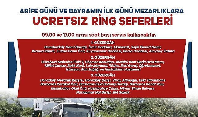 Manisa Büyükşehir Belediyesi, Arife günü ve Ramazan Bayramı’nın 1. gününde