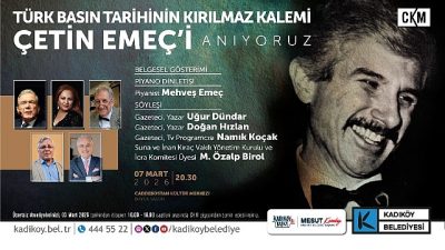 Gazeteci-yazar Çetin Emeç, ölümünün 36. yılında Kadıköy Belediyesi tarafından düzenlenecek
