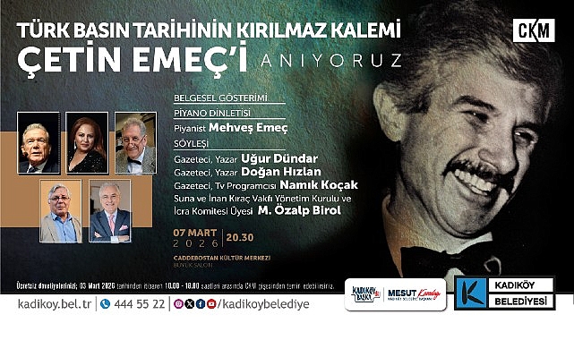 Gazeteci-yazar Çetin Emeç, ölümünün 36. yılında Kadıköy Belediyesi tarafından düzenlenecek