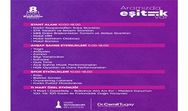 İzmir Büyükşehir Belediyesi, 8 Mart Dünya Kadınlar Günü’nü “Aramızda Eşitlik