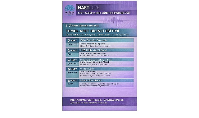 Nilüfer Belediyesi, 1-7 Mart Deprem haftası dolayısıyla eğitimler düzenliyor. Nilüfer