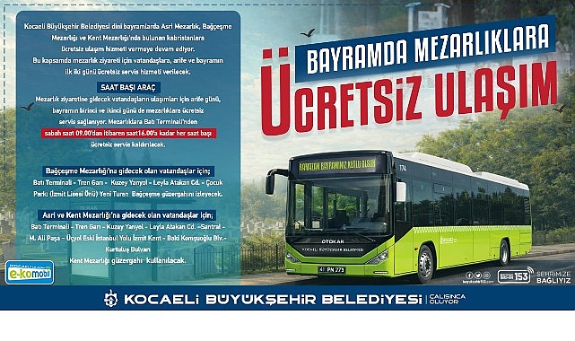 Kocaeli Büyükşehir Belediyesi, Ramazan Bayramı’nda vatandaşların ziyaretlerini rahat ve huzurlu
