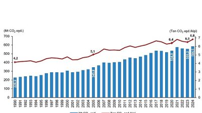 Toplam sera gazı emisyonu 2024 yılında 584,5 Mt CO2 eşdeğeri