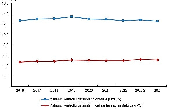 Toplam cironun %12,6'sı yabancı kontrollü girişimler tarafından elde edildi
