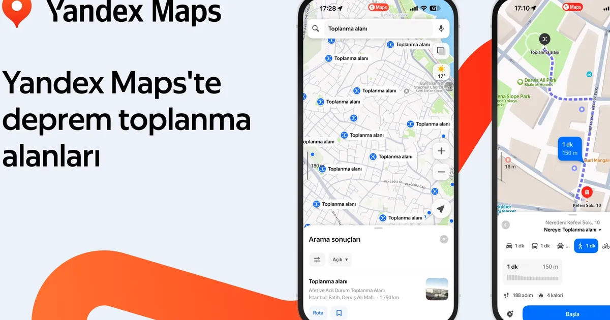 Kullanıcılar, Yandex Maps ve Navi uygulamaları üzerinden "toplanma alanı" gibi