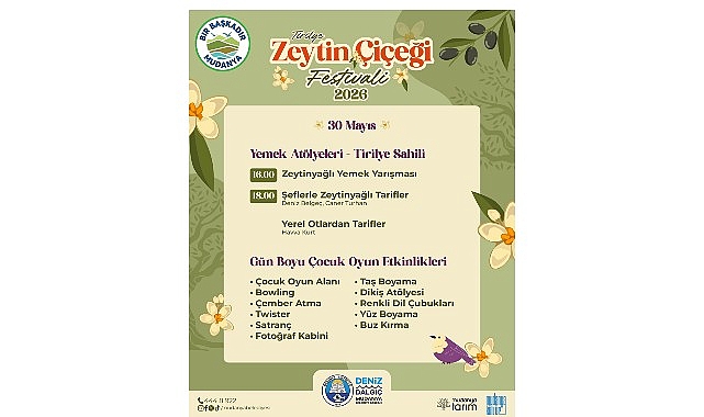 2.Zeytin Çiçeği Festivali Başlıyor Mudanya Belediyesi tarafından bu yıl 2. kez düzenlenen Tirilye Zeytin