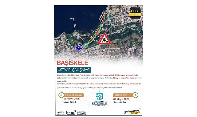 Başiskele Kavşağı Projesi kapsamında sürdürülen köprü imalatı çalışmaları nedeni ile