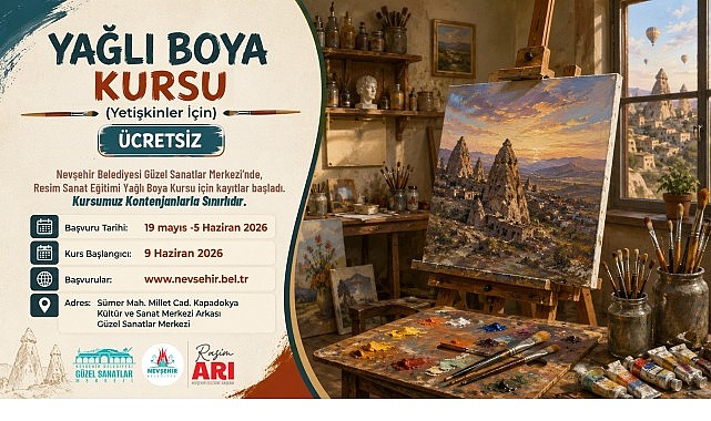 Nevşehir Belediyesi Güzel Sanatlar Merkezi’nde, 15 yaş ve üzeri yetişkin