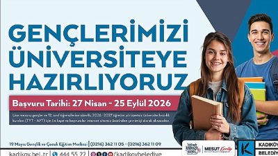 Kadıköy Belediyesi’nin ücretsiz üniversite hazırlık kursları için kayıt dönemi başladı.