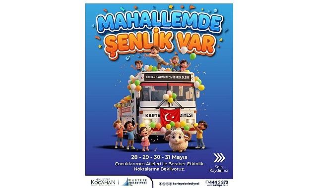 Kurban Bayramı’nda Kartepe Sokakları Şenlenecek Kartepe Belediyesi, Kurban Bayramı boyunca mahalle mahalle gezecek bayram otobüsüyle