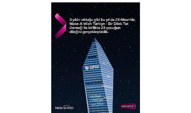 QNB Türkiye, Dünya Dilek Günü’nde Kristal Kule’yi maviye bürüyerek dileklerin
