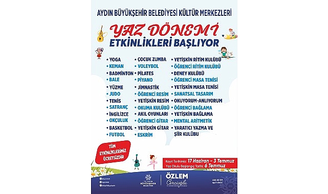 Çerçioğlu, her yıl olduğu gibi bu yılda her yaştan vatandaşı ‘Yaz