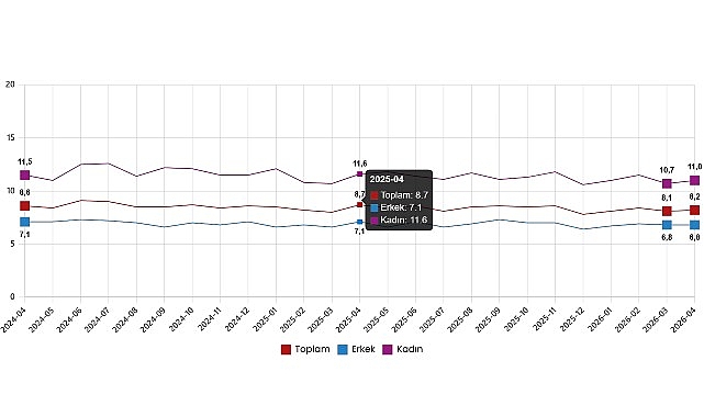 Mevsim etkisinden arındırılmış işsizlik oranı %8,2 seviyesinde gerçekleşti