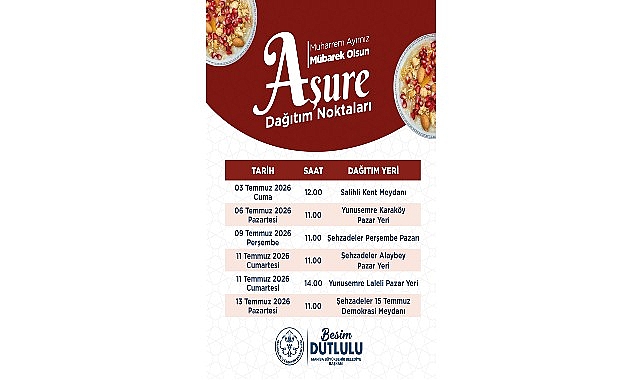 Manisa Büyükşehir Belediyesi, bereketin, paylaşmanın ve dayanışmanın simgesi olan Muharrem