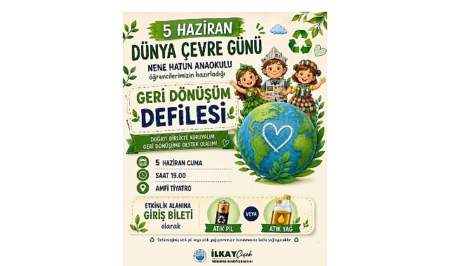 Menderes’te Geri Dönüşüm Defilesi Menderes Belediyesi’nin destekleri ile Nene Hatun Anaokulu öğrencilerinin 5 Haziran
