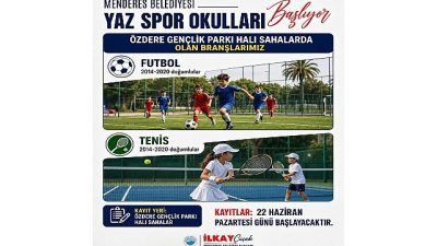 Menderes Belediyesi’nin yaz spor okulları kayıtları başladı. Toplam 8 branşta