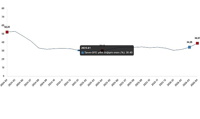 Tarımsal girdi fiyat endeksi (Tarım-GFE) yıllık %38,97 arttı, aylık %5,61