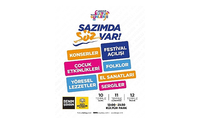 Başkan Altay Tüm Konyalıları 10-12 Temmuz Arası “Konya Kültür Günleri”ne Davet Etti Konya Büyükşehir Belediyesi tarafından “Sazımda Söz Var” sloganıyla 10-12 Temmuz