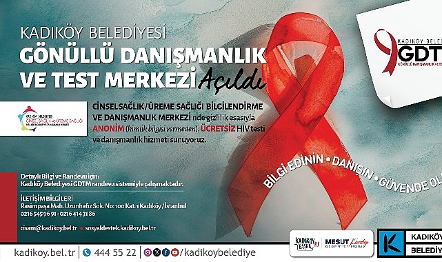 Kadıköy’de Ücretsiz Anonim HIV Testi ve Danışmanlık Hizmeti Başladı Kadıköy Belediyesi, Sağlık Bakanlığı iş birliğiyle Gönüllü Danışmanlık ve Test