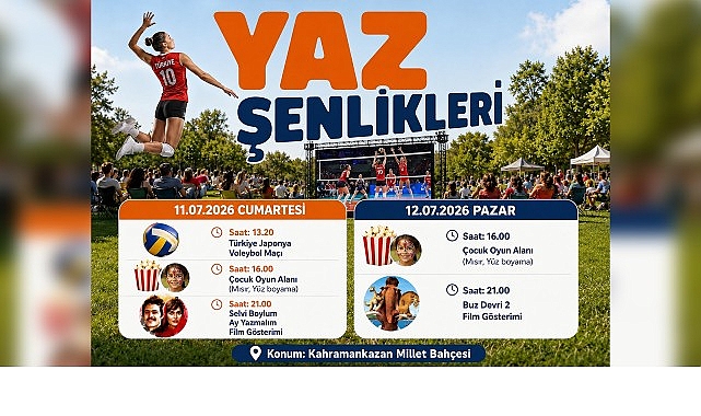Kahramankazan’da Yaz Şenlikleri Başlıyor Kahramankazan Belediyesi tarafından düzenlenen Yaz Şenlikleri, 11-12 Temmuz tarihlerinde Millet