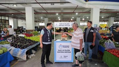 Konak Belediyesi Zabıta Müdürlüğünün pazar yerlerinde hizmet veren “Tartı ve
