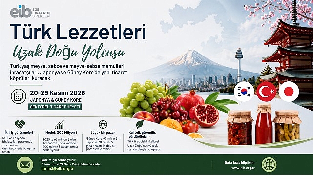Türk lezzetleri Uzak Doğu yolcusu Yaş meyve sebze ve meyve sebze mamulleri ihracatçıları Japonya ve