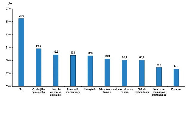 Yükseköğretim İstihdam Göstergeleri, 2025 Lisans mezunlarında kayıtlı istihdam oranı 2025 yılında %73,9 olarak gerçekleşti
