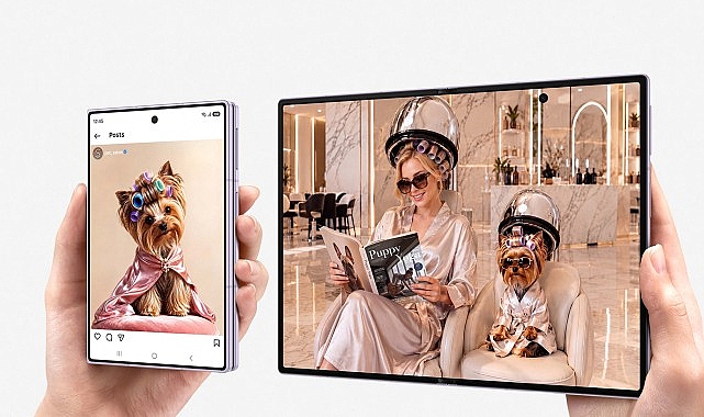 Galaxy Z Fold8: Kitaplığınız artık her zaman yanınızda Galaxy Z Fold8, 4:3 oranındaki geniş ana ekranı ve döndürüldüğünde