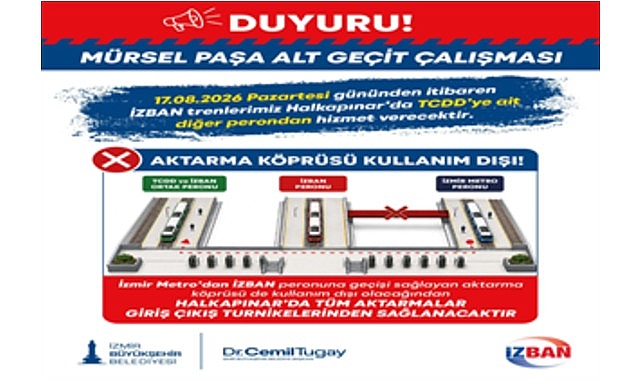 Halkapınar’da Mürselpaşa düzenlemesi Mürselpaşa Karayolu Alt Geçidi çalışmaları kapsamında Halkapınar İstasyonu’nda 17 Ağustos’tan