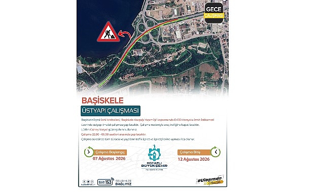 İzmit istikameti trafiğe kapatılacak: Başiskele Kavşağı’nda gece çalışması Kocaeli Büyükşehir Belediyesi tarafından ‘Başiskele Kavşağı Yapım İşi’ kapsamında Başiskele