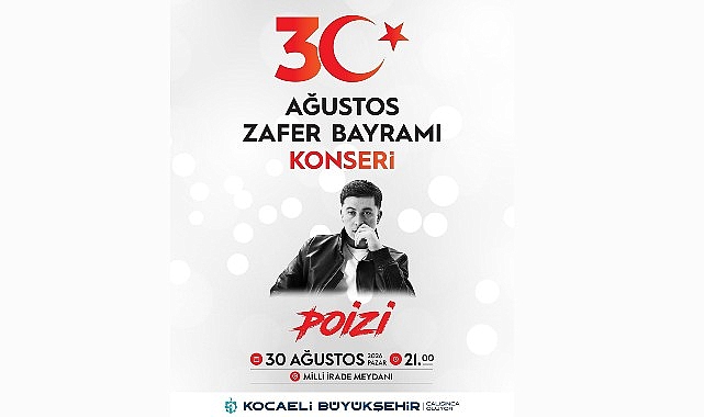 Zafer Bayramı’na Büyükşehir’den çifte konser Kocaeli Büyükşehir Belediyesi, Büyük Taarruz’un 104. yıl dönümünü çifte konserle