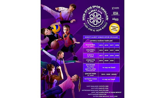 Aliağa Belediyesi’nin 2026-2027 Kış Spor Okulları Kayıtları Başlıyor Aliağa Belediyesi tarafından çocukların, gençlerin ve yetişkinlerin sporla buluşmasını sağlamak