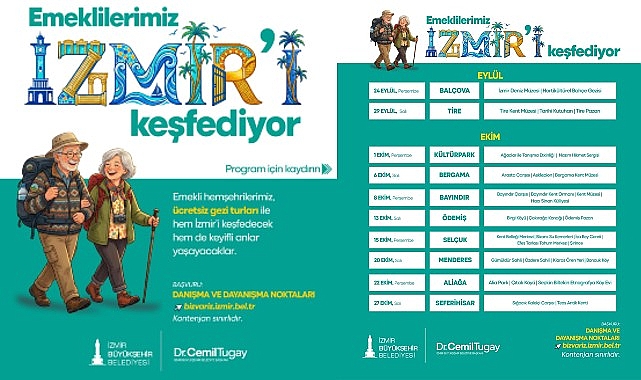 İzmir’in emeklileri kenti keşfetmeye devam ediyor İzmir Büyükşehir Belediyesi’nin “Emeklilerimiz İzmir’i Keşfediyor” projesi kapsamında düzenlediği ücretsiz