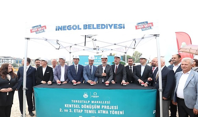 Turgutalp’te Kentsel Dönüşümün 2. Ve 3. Etaplarında Temel Atıldı İnegöl’ün ilk yerinde kentsel dönüşüm uygulaması olan Turgutalp Mahallesi Kentsel