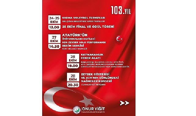 Balçova Belediyesi, Cumhuriyet’in 103. yılını birbirinden renkli etkinliklerle kutlamaya hazırlanıyor.