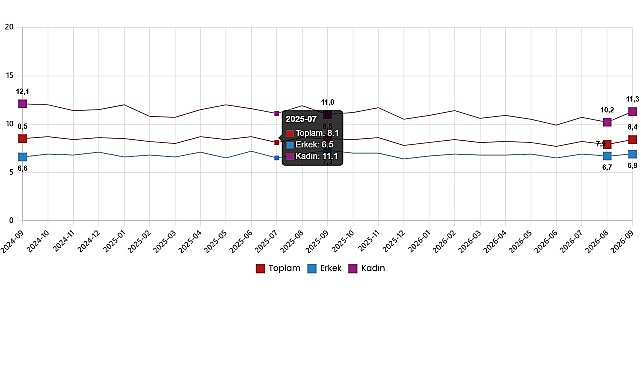 İşgücü İstatistikleri, Eylül 2026 Mevsim etkisinden arındırılmış işsizlik oranı %8,4 seviyesinde gerçekleşti