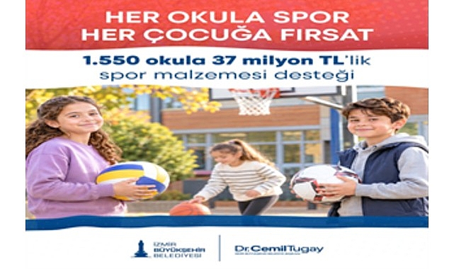 İzmir Büyükşehir Belediyesi’nden okullara 37 milyon TL’lik spor malzemesi desteği İzmir Büyükşehir Belediyesi, çocukların spor olanaklarına eşit erişimini desteklemek amacıyla